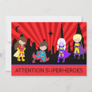 Invitation *~* Colorful SUPERHEROS Bold Anniversaire de enfan