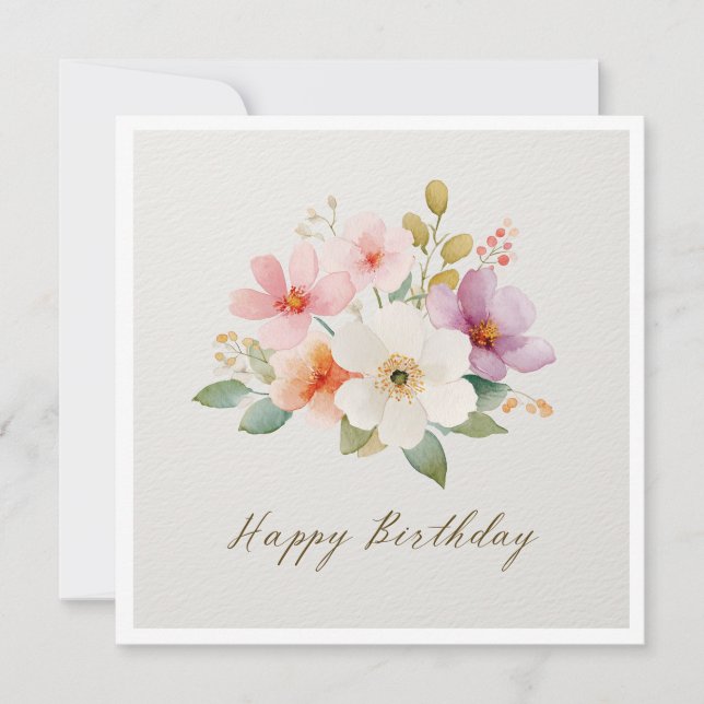 Invitation Colorful Wildflower Happy Birthday (Devant)