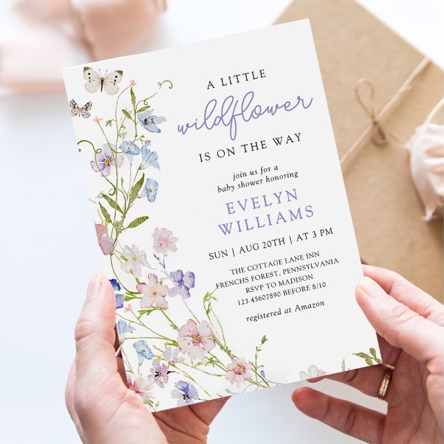 Invitation Colorful Wildflower Meadow Girl Baby Shower (Créateur téléchargé)