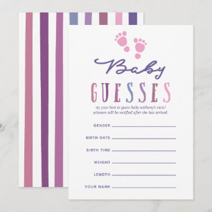 Invitation Coloris tendance Fille Baby shower bébé Guesses