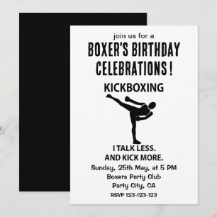 Invitation Combattant de kickboxing Boxeur Anniversaire Kickb