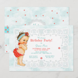 Invitation Combinaison de bain vintage pour bébé fille avec m