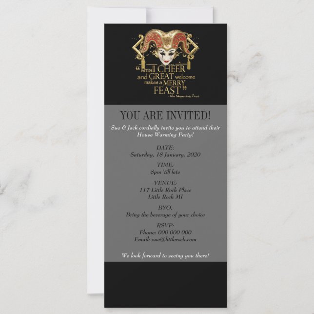 Invitation Comédie de citation de festin d'erreurs (version (Devant)