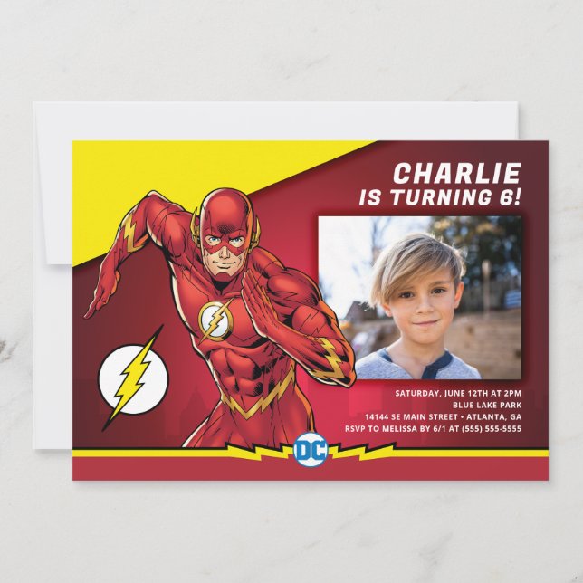 Invitation Comics DC | Flash Photo Anniversaire (Devant)