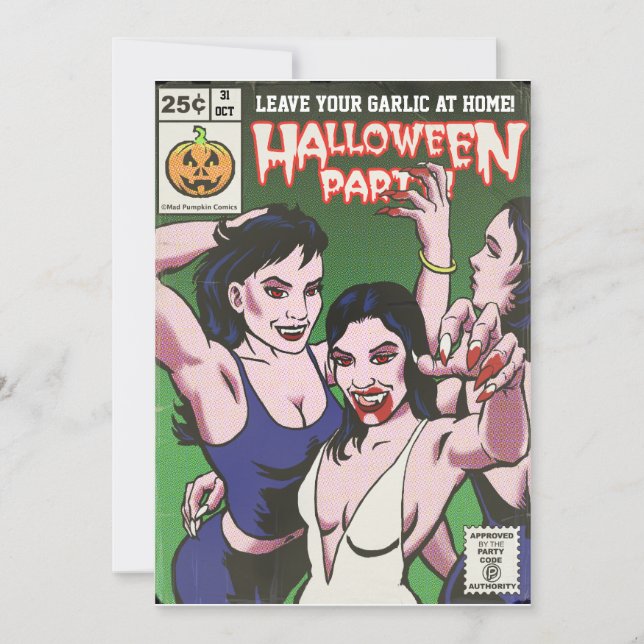 Invitation comique de partie de Halloween (Devant)