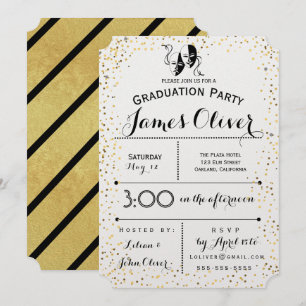 Invitation Commandant or et noir de théâtre d'invitation
