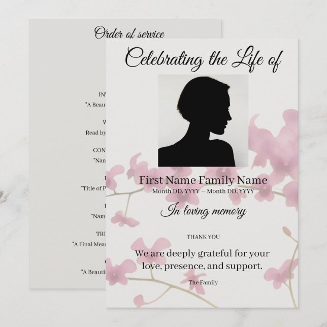 Invitation commande de service d'orchidée Dendrobium (Devant / Derrière)