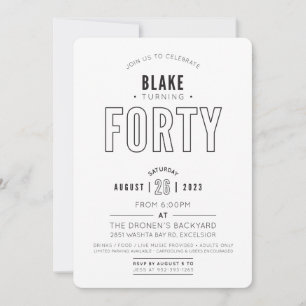 Invitation COMMANDE D'IMPRESSION PERSONNALISÉE pour le 40e an