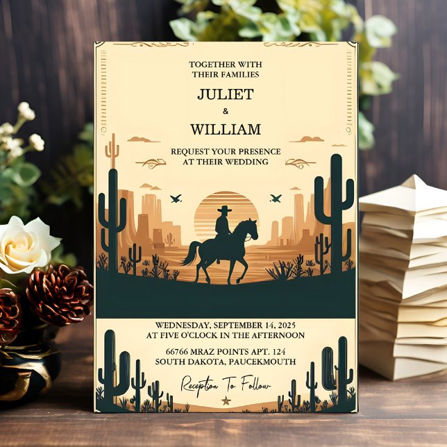Invitation Comme Desert Rodeo Retro Horse Rustique Mariage oc (Créateur téléchargé)