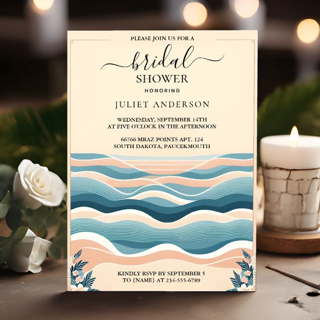 Invitation Comme été Ocean Beach Blue Water Fête des mariées (Créateur téléchargé)