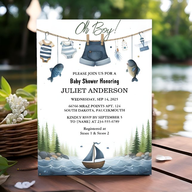 Invitation Comme Hook Bait Fun Wood Petit Baby shower pêcheur (Créateur téléchargé)