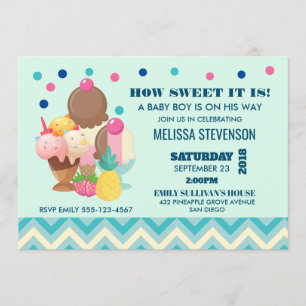 Invitation Comme il est doux Baby shower de crème glacée