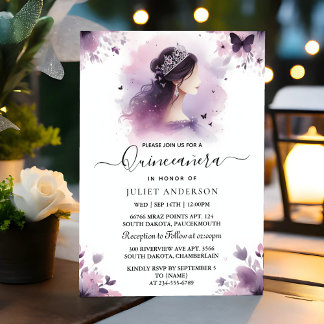 Invitation Comme Royal Gold Tiara Lilac Light violet Quincean