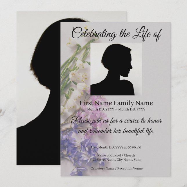Invitation commémorative de fleurs (Devant / Derrière)