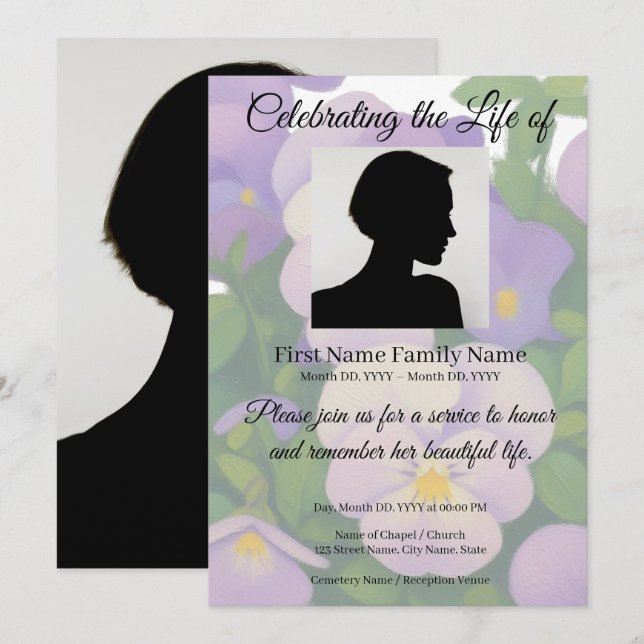 Invitation commémorative de pensée (Devant / Derrière)