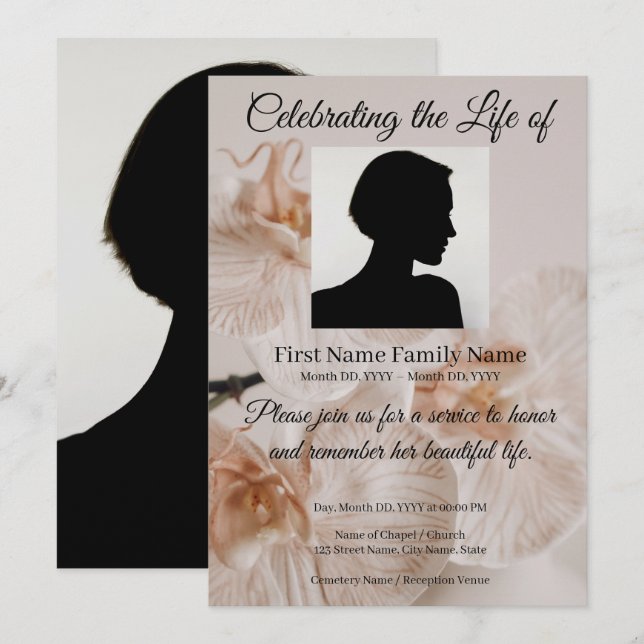 Invitation commémorative d'orchidée (Devant / Derrière)