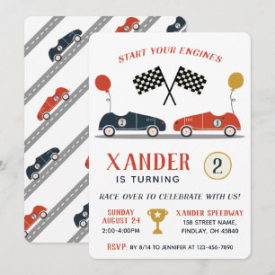 Invitation Commencez Vos Moteurs Course Voiture Anniversaire 