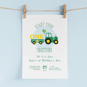 Invitation Commencez vos tracteurs Garçon 1er anniversaire