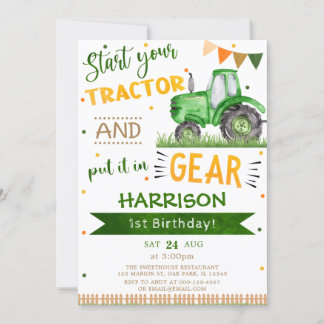 Invitation Commencez votre tracteur et mettez dans l'engrenag