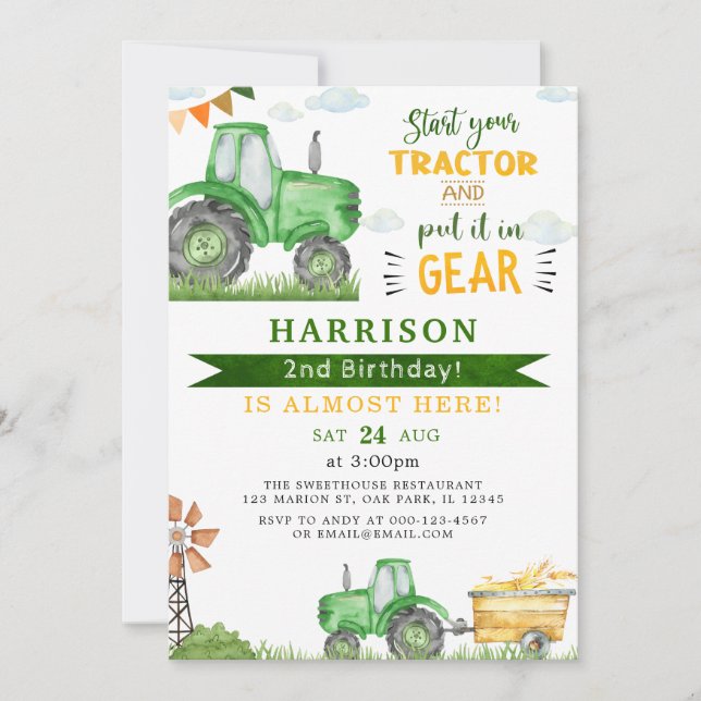 Invitation Commencez votre tracteur et mettez dans l'engrenag (Devant)