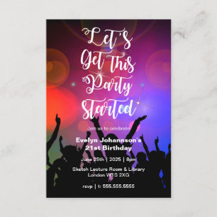 Invitation Commençons cette fête   Fête d'anniversaire
