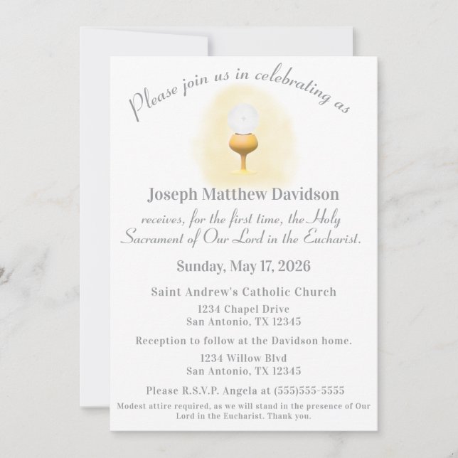 Invitation Communion catholique (Devant)