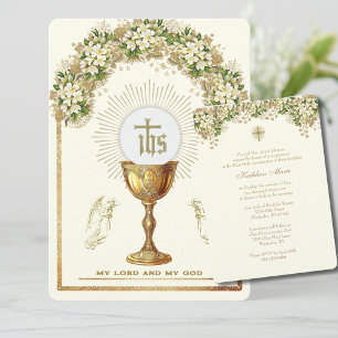 Invitation Communion catholique traditionnelle florale