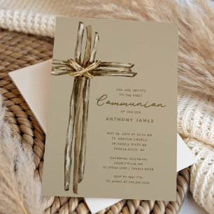 Invitation Communion Croix Rustique