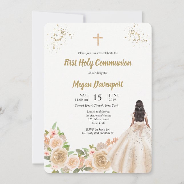 Invitation Communion de filles catholiques (Devant)