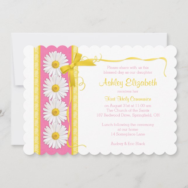Invitation Communion Shasta Jaune Rose (Devant)