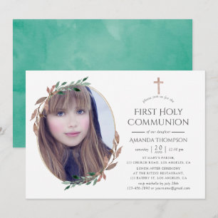 Invitation Communion solennelle de verdure rustique hivernale