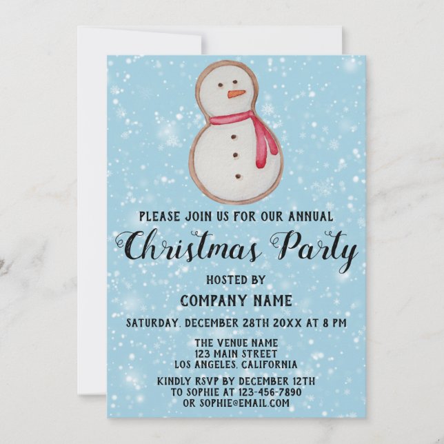 Invitation Compagnie Bleue Fête de Noël Snowman (Devant)