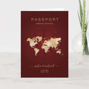 Invitation Compas de passeport de mariage de destination mode