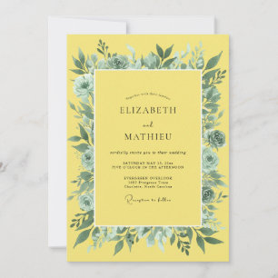 Invitation Composition florale de sauge jaune pour mariage