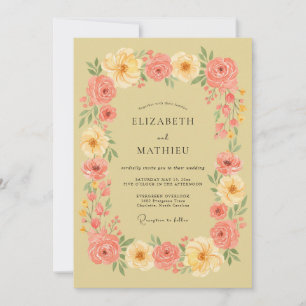 Invitation Composition florale mariage Coral Blush
