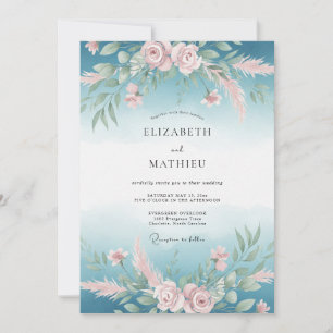 Invitation Composition florale mariage Teinte de rose sarcell