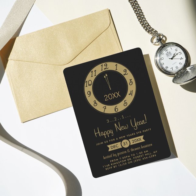 Invitation Compte À Décompte D'Or Jusqu'À Minuit Nouvel An So (Créateur téléchargé)