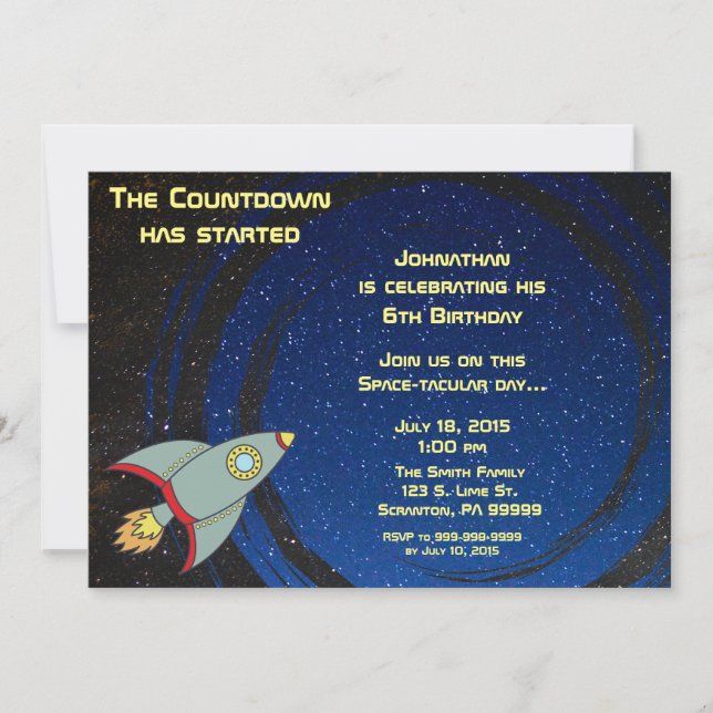 Invitation Compte à rebours de l'espace extra-atmosphérique I (Devant)