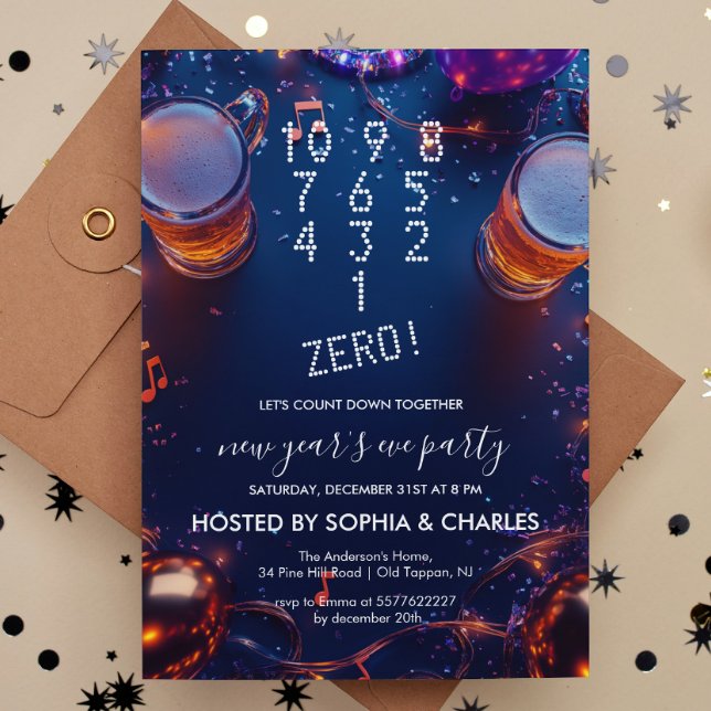 Invitation Compter sur les boissons Confetti fête de la Révei (Créateur téléchargé)