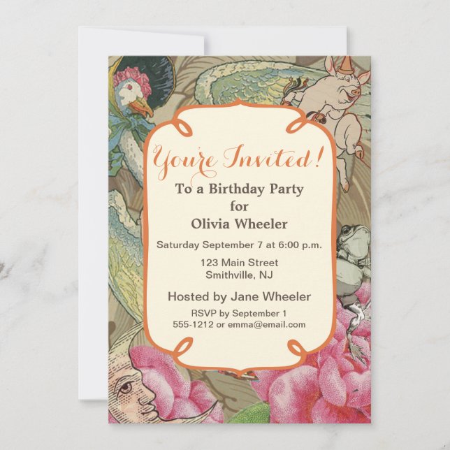 Invitation Comptine de Mère l'Oie Conte de Fées (Devant)
