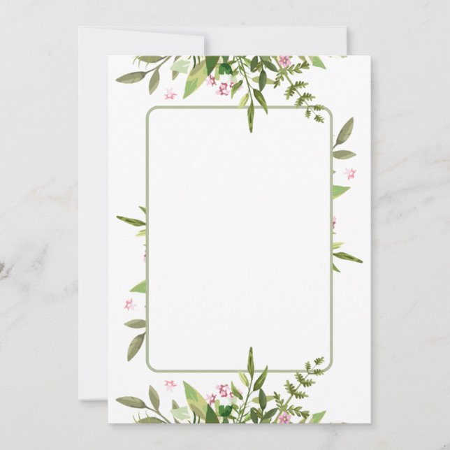 Invitation Conception avec fleurs roses en spray de feuille v (Devant)