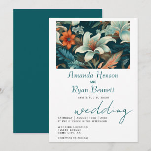 Invitation Conception Botanique Florale Tropicale Élégante de