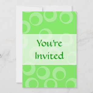 Invitation Conception circulaire en vert. motif rétro.