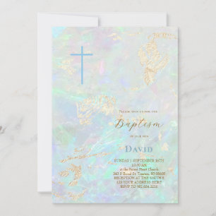 Invitation conception cristal bleu pastel Baptême