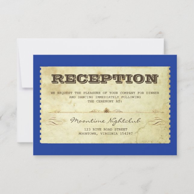 Invitation conception de billet vintage pour réception de mar (Devant)