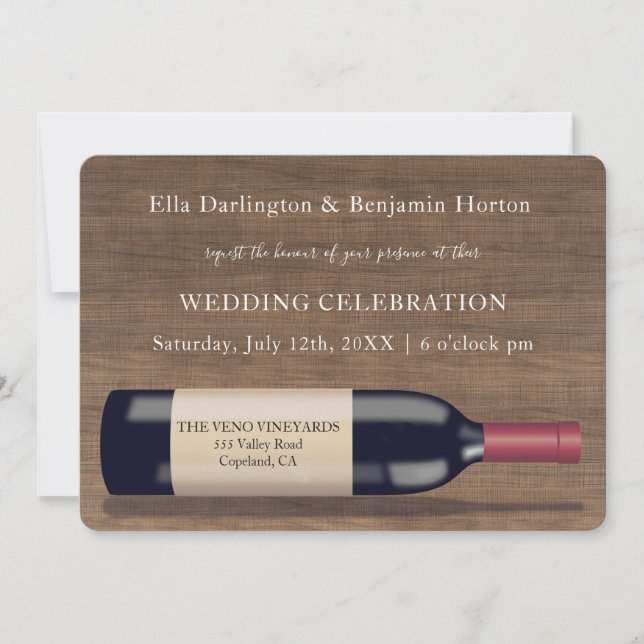 Invitation Conception de bouteilles de vignoble rustique | Fa (Devant)
