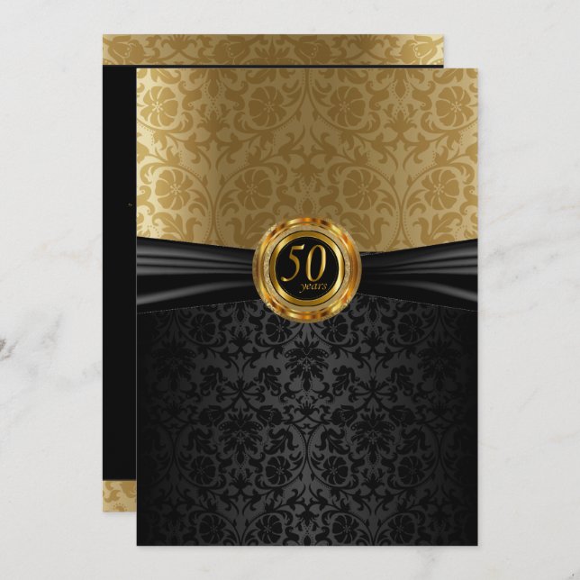 Invitation Conception de Damas pour le 50e anniversaire (Devant / Derrière)