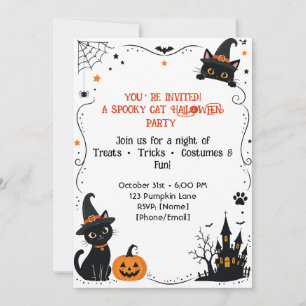 Invitation Conception de dos d'invitation de chat Halloween