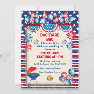 Invitation Conception de fête BBQ pour la fête de l'Indépenda