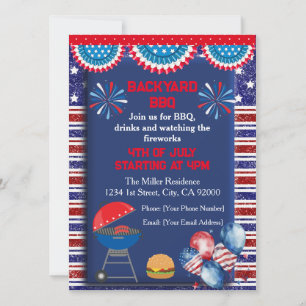 Invitation Conception de fête BBQ pour la fête de l'indépenda